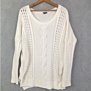 Express Sweater Womens Medium Cream‎ Cable Knit Oversized Cottage Coastal